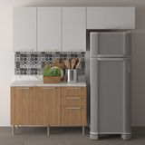 Cozinha Compacta 200cm 4 Peças, 6 Portas E 3 Gavetas Freijó/branco