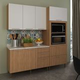 Cozinha Compacta 200cm 3 Peças, 6 Portas E 5 Gavetas Freijó/branco
