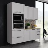 Cozinha Americana 190cm 3 Peças, 6 Portas E 5 Gavetas Branco