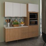 Cozinha Compacta 200cm 4 Peças, 6 Portas E 5 Gavetas Freijó/branco