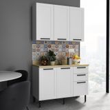 Cozinha Americana 120cm 2 Peças, 5 Portas E 3 Gavetas Branco