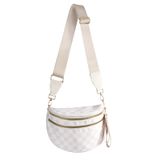 Bolsa Tiracolo Kuifang Xadrez Para Mulheres Bege Xadrez