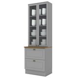 Cristaleira 2 Portas 2 Gav 72cm C357 Americana Cinza Nature Henn