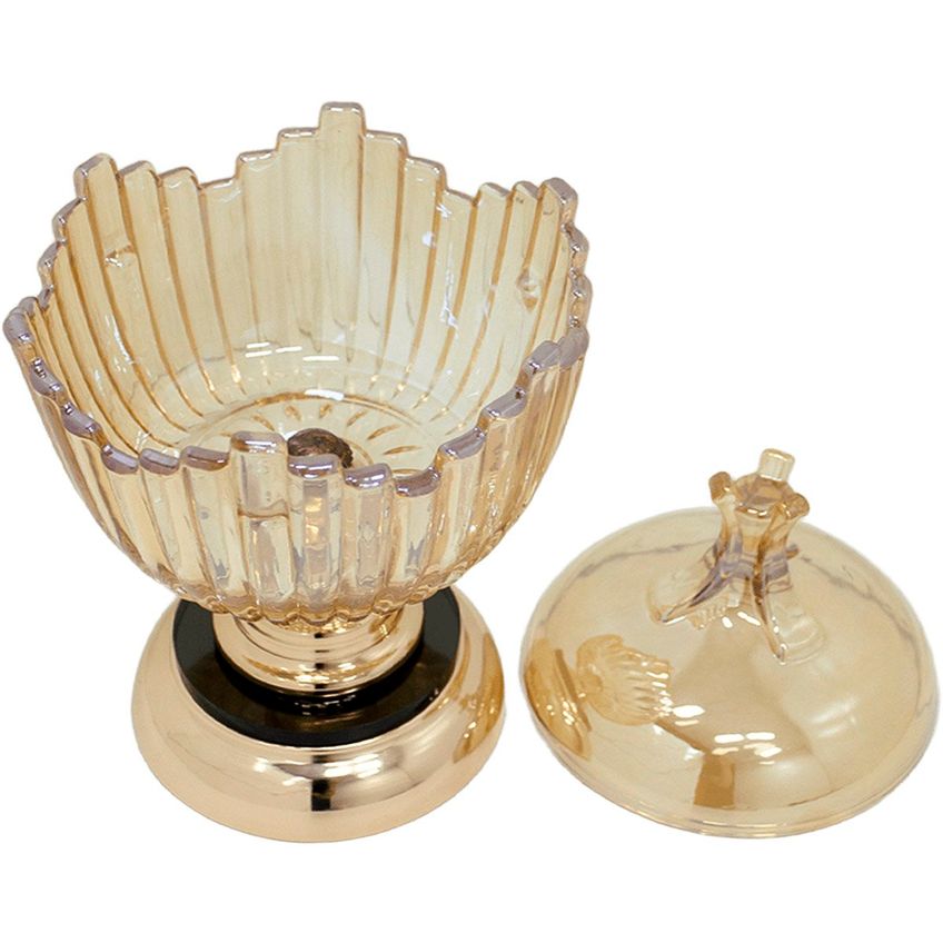 Bomboniere Decorativo Luxo Em Bronze De Vidro Com Tampa 25cm - imagem 3