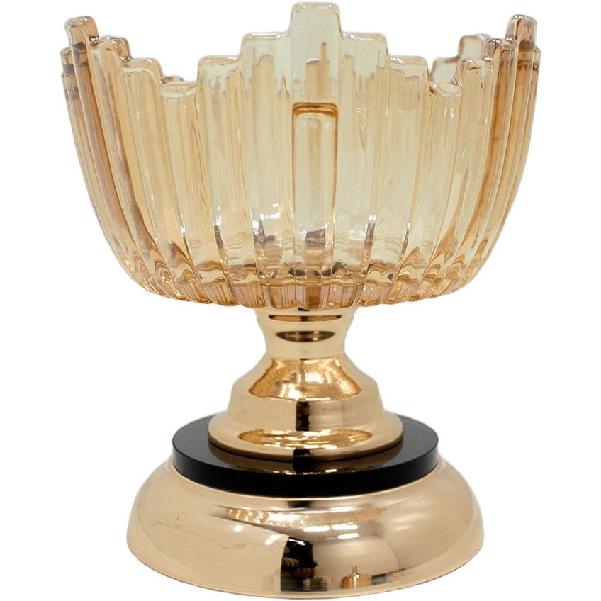 Bomboniere Decorativo Luxo Em Bronze De Vidro Com Tampa 25cm - imagem 5