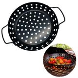 Panela Churrasqueira Fritadeira Grelha Antiaderente Cesto Churrasco Legumes Camarao Peixe Grelhado Com Alca Preta