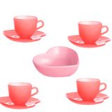 Jogo Com 4 Xícara De Vidro De 80 Ml Para Café E 2 Petisqueira De Porcelana