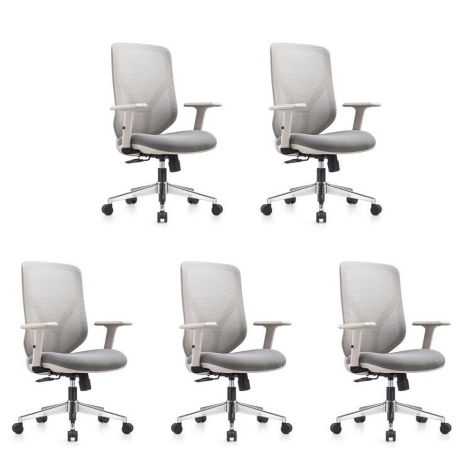 Kit 5 Cadeiras Escritório Diretor Nr17 Tela Mesh Gamma Cinza