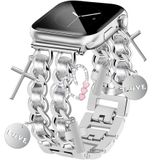 Pulseiras De Relógio Newlibery Silver Para Apple Watch 38-45 Mm Para Mulheres