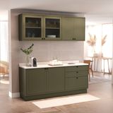 Cozinha Compacta 4 Peças 6 Portas 3 Gavetas Com Tampo Sevilha Verde Hill