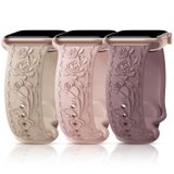 Pulseira De Silicone Gravada Floral Grtrees Para Apple Watch