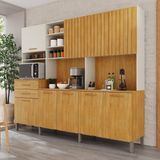 Cozinha Compacta 9 Portas 2 Gavetas Louvre Cinamomo / Off White Acetinado