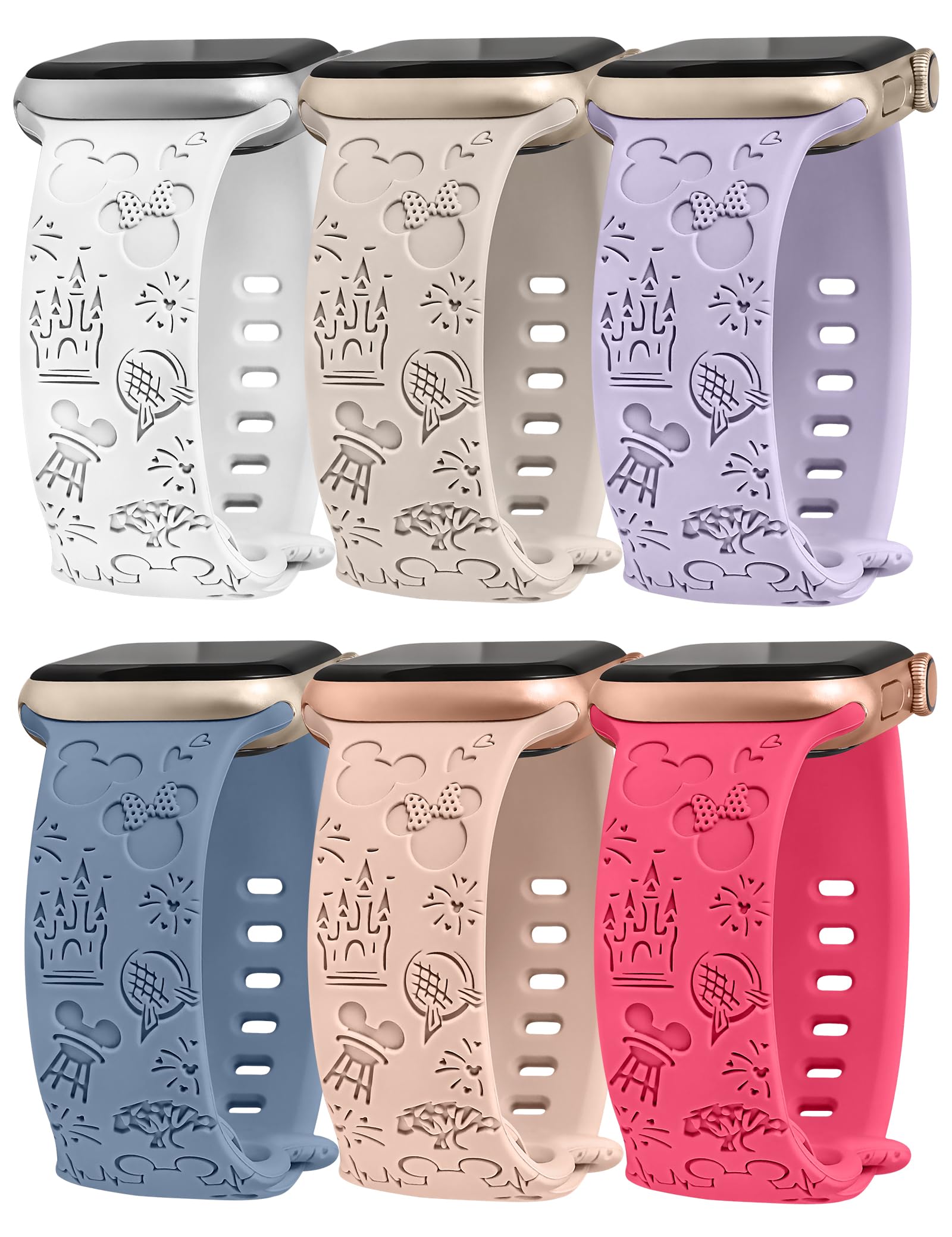 Pulseiras De Relógio Girovo Cartoon Gravadas Em Silicone Para Mulheres Apple