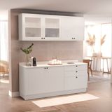Cozinha Compacta 4 Peças 6 Portas 3 Gavetas Com Tampo Sevilha Branco Artico