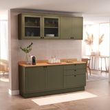Cozinha Compacta 4 Peças 6 Portas 3 Gavetas Com Tampo Sevilha Verde Hill