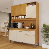 Cozinha Compacta 6 Portas 1 Gaveta Nápoles Cinamomo / Off White Acetinado