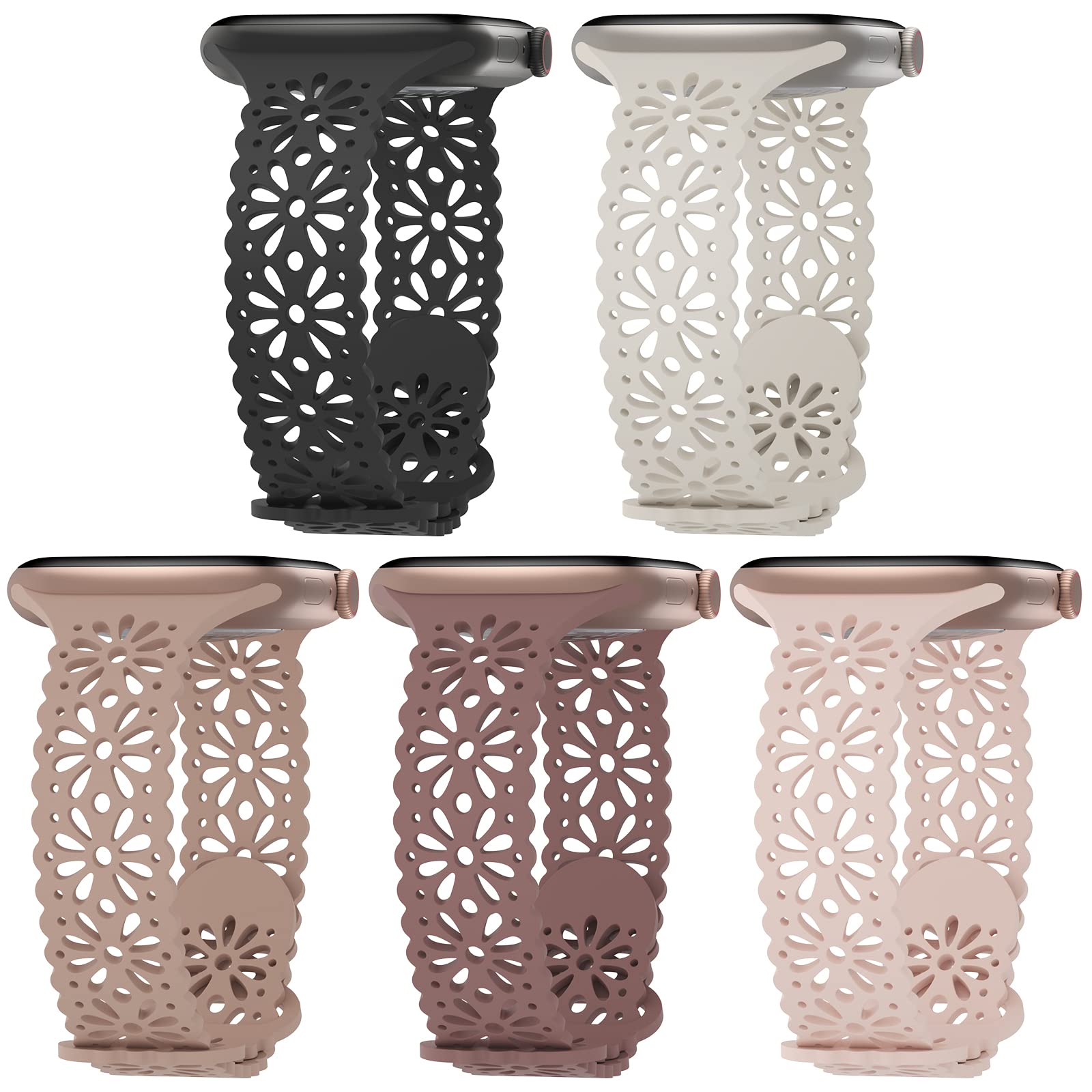 Pulseira De Silicone Steezrd Slim Lace Para Apple 38-49mm