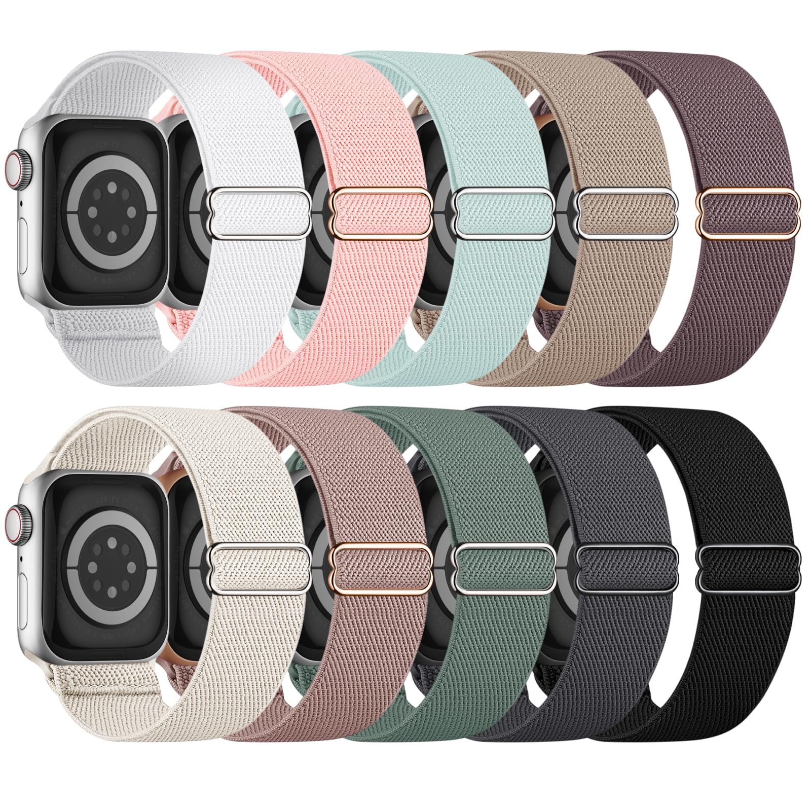 Pulseiras De Relógio Butifacion Stretchy Solo Loop Apple, Pacote Com 10