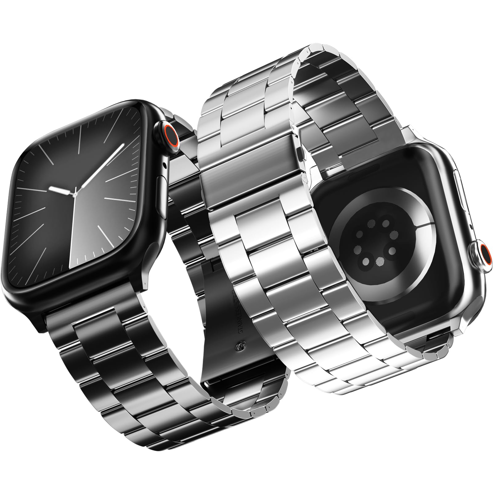 Pacote Com 2 Pulseiras Snyeest Robustas Em Aço Inoxidável Para Apple Watch