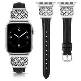 Pulseira De Couro Toyouths Para Apple 38/40/41/42 Mm Preto+prata
