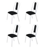 Kit Com 04 Cadeiras Para De Sala De Jantar Fortaleza Preto Liso / Branco