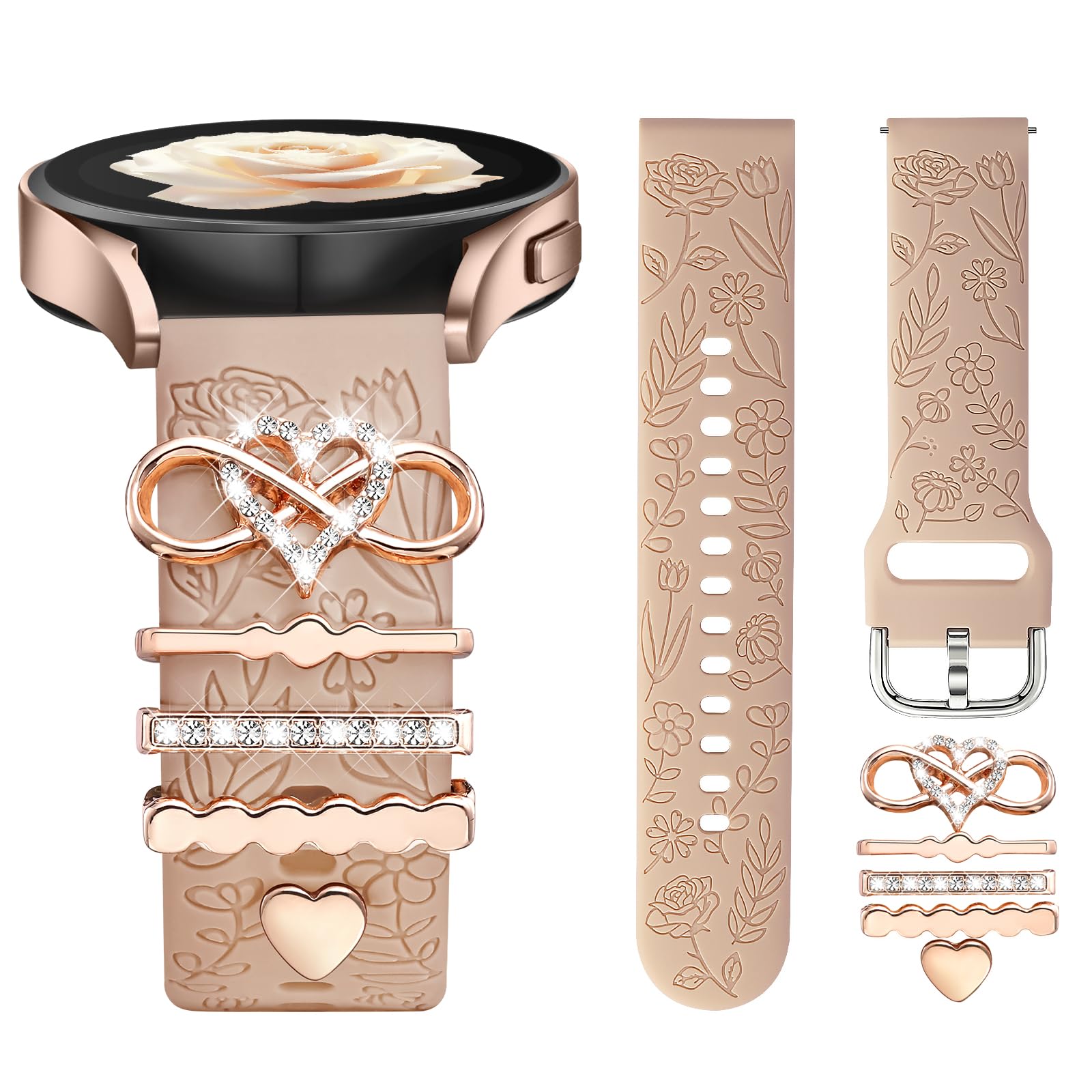 Pulseira De Relógio Daqin Flower Gravada Compatível Com Samsung 40/44 Mm