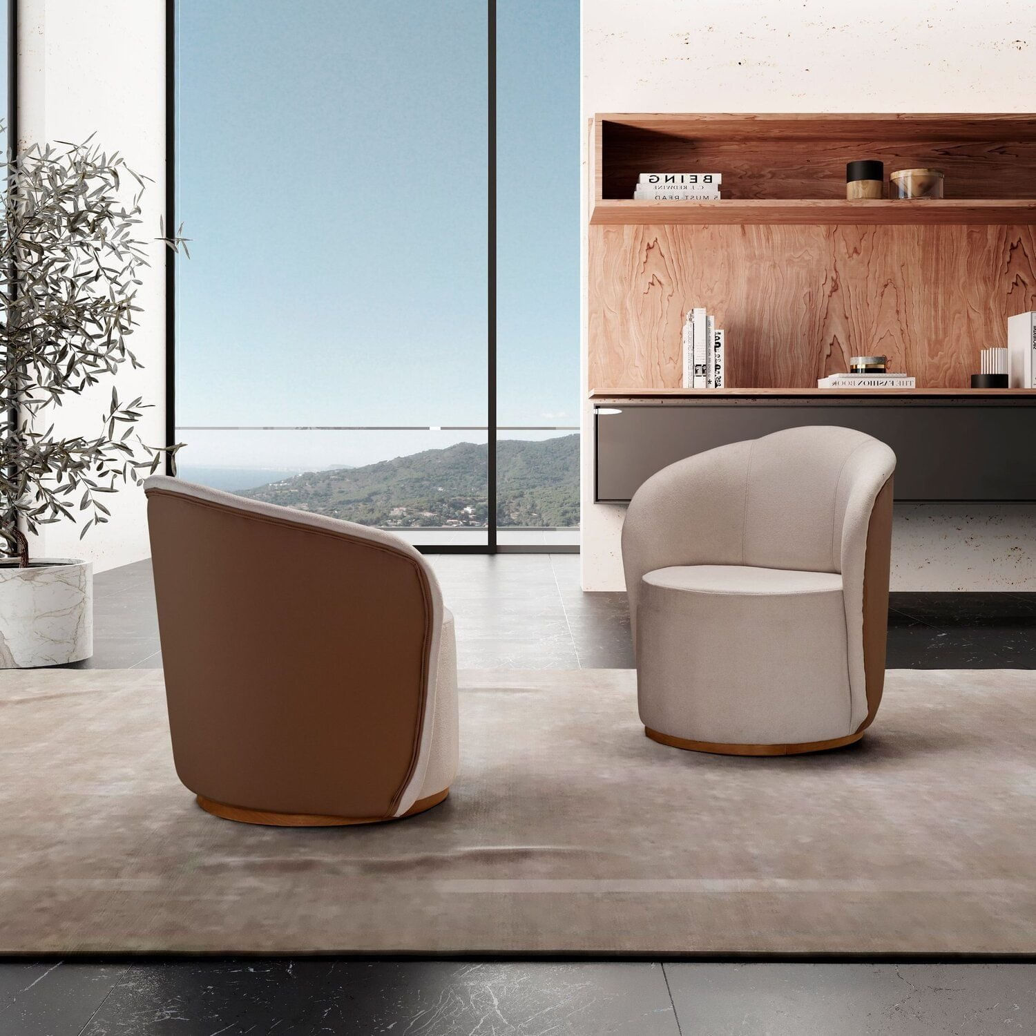 Poltrona 82cm X 70cm X 72cm Base Fixa Londres Bege