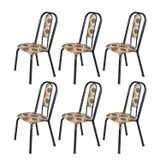 Kit Com 06 Cadeiras 105cm X 50cm X 41cm Fortaleza Losango / Preto