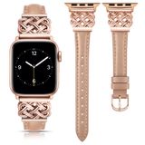 Pulseira De Couro Toyouths Para Apple 38/40/41/42 Mm Em Ouro Rosa