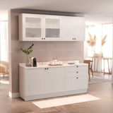 Cozinha Compacta 4 Peças 6 Portas 3 Gavetas Sevilha Branco Artico