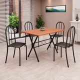 Conjunto De Mesa Tubular 100x60cm Tampo Em Mdf Com 4 Cadeiras Ane B Preto Liso / Preto Txt