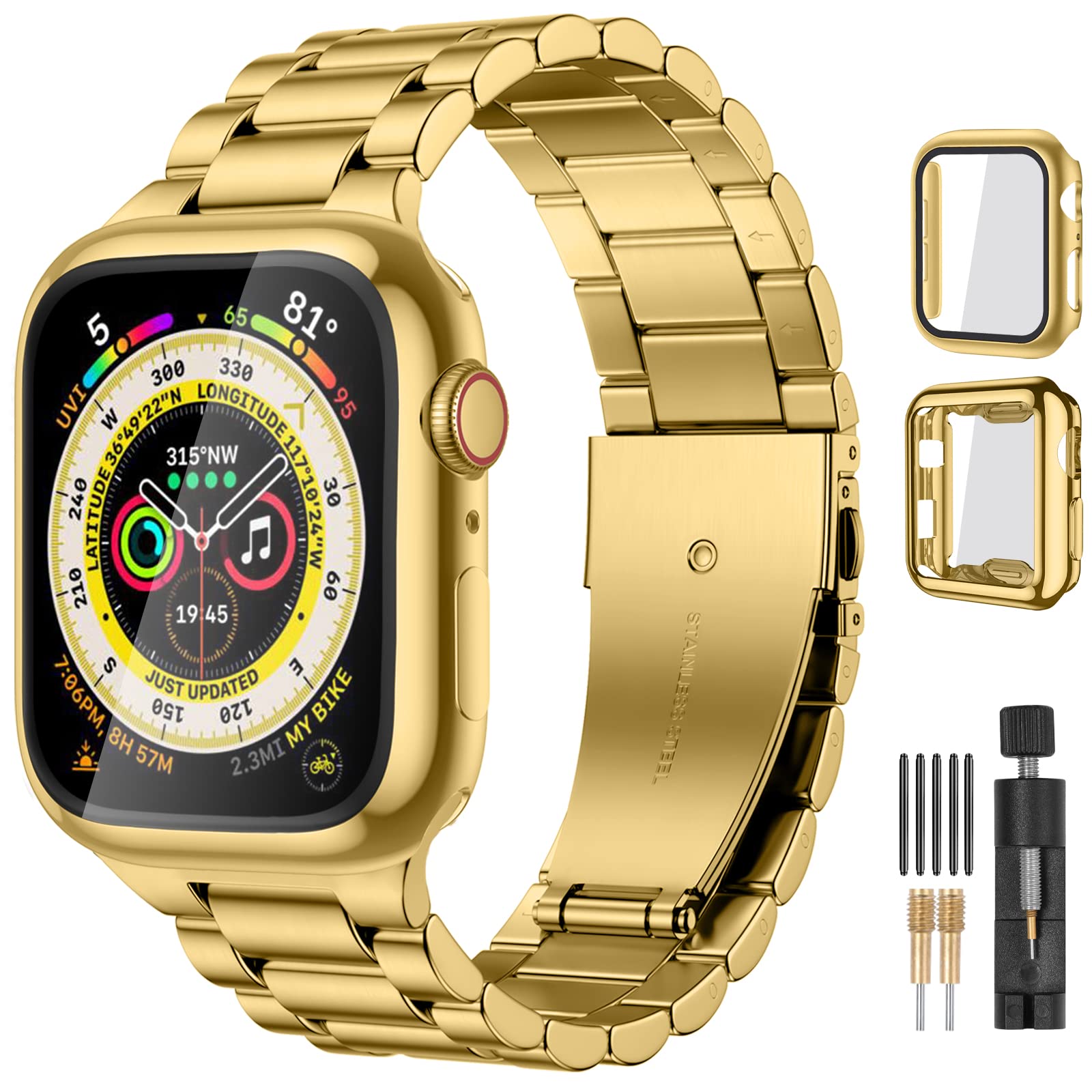 Pulseira De Relógio Lerobo Em Aço Inoxidável Para Apple 40 Mm 41 Mm 38 Mm 44 Mm 42 Mm