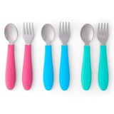 Talheres Infantis Elk And Friends Com Alça De Silicone Inoxidável