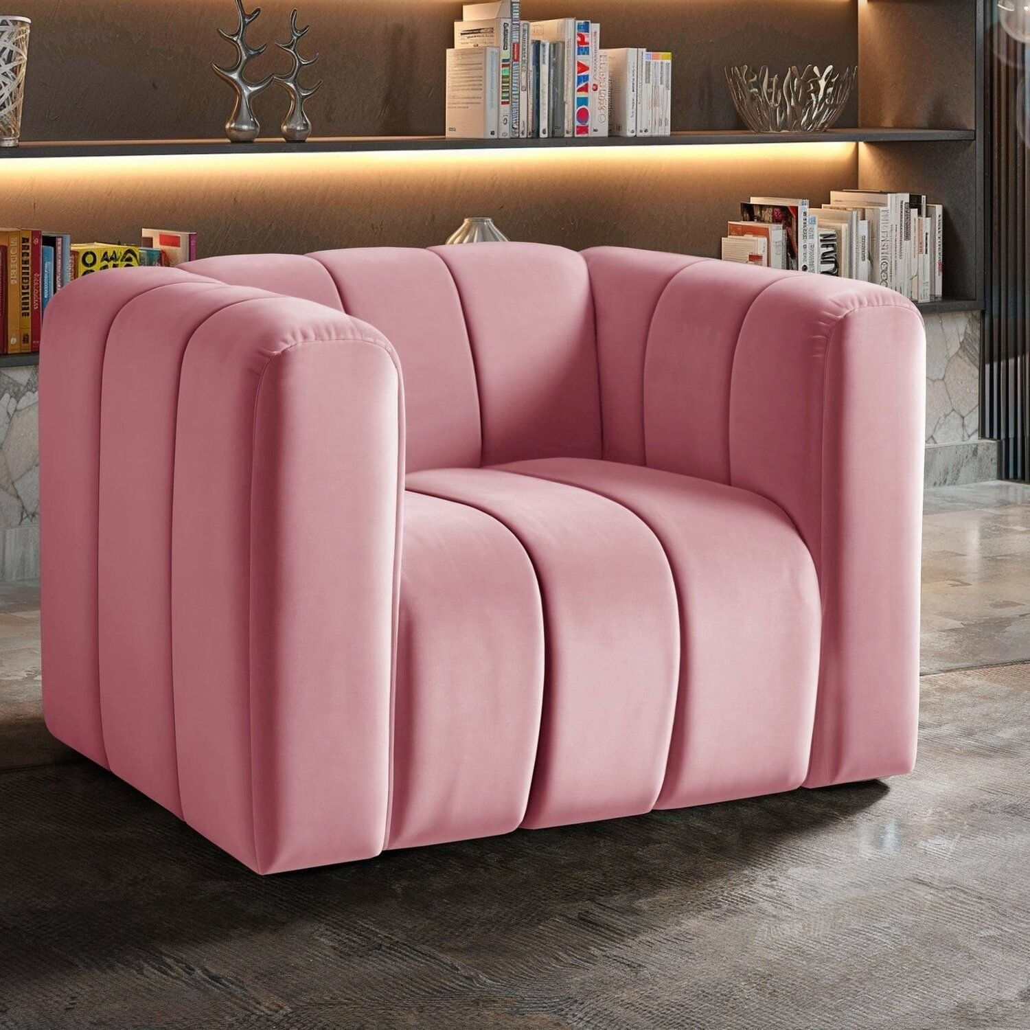 Poltrona Decorativa Retrô Moderna Sala De Estar Mona Rosa