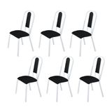 Kit Com 06 Cadeiras Para De Sala De Jantar Fortaleza Preto Liso / Branco