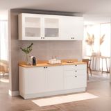 Cozinha Compacta 4 Peças 6 Portas 3 Gavetas Com Tampo Sevilha Branco Artico