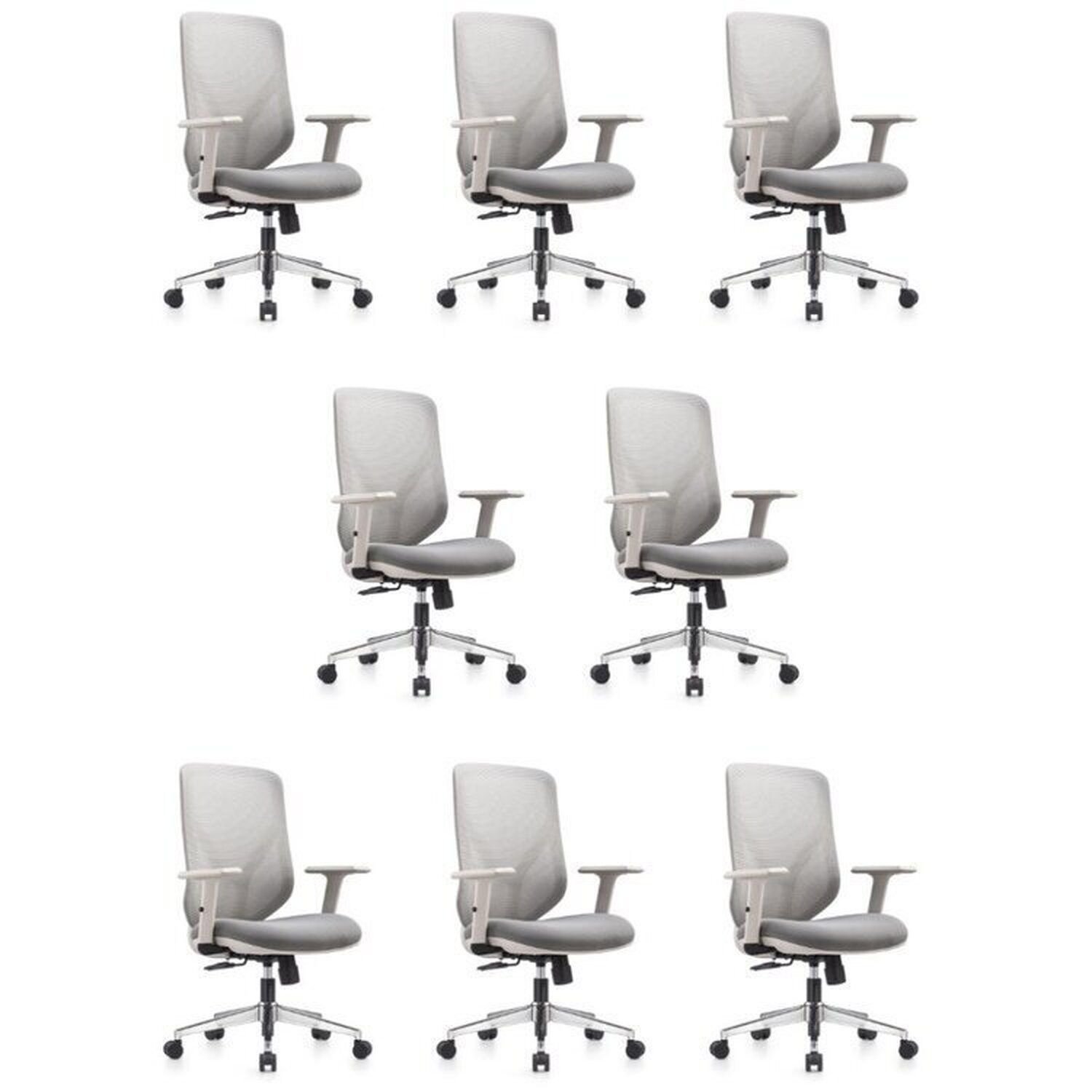 Kit 8 Cadeiras Escritório Diretor Nr17 Tela Mesh Gamma Cinza