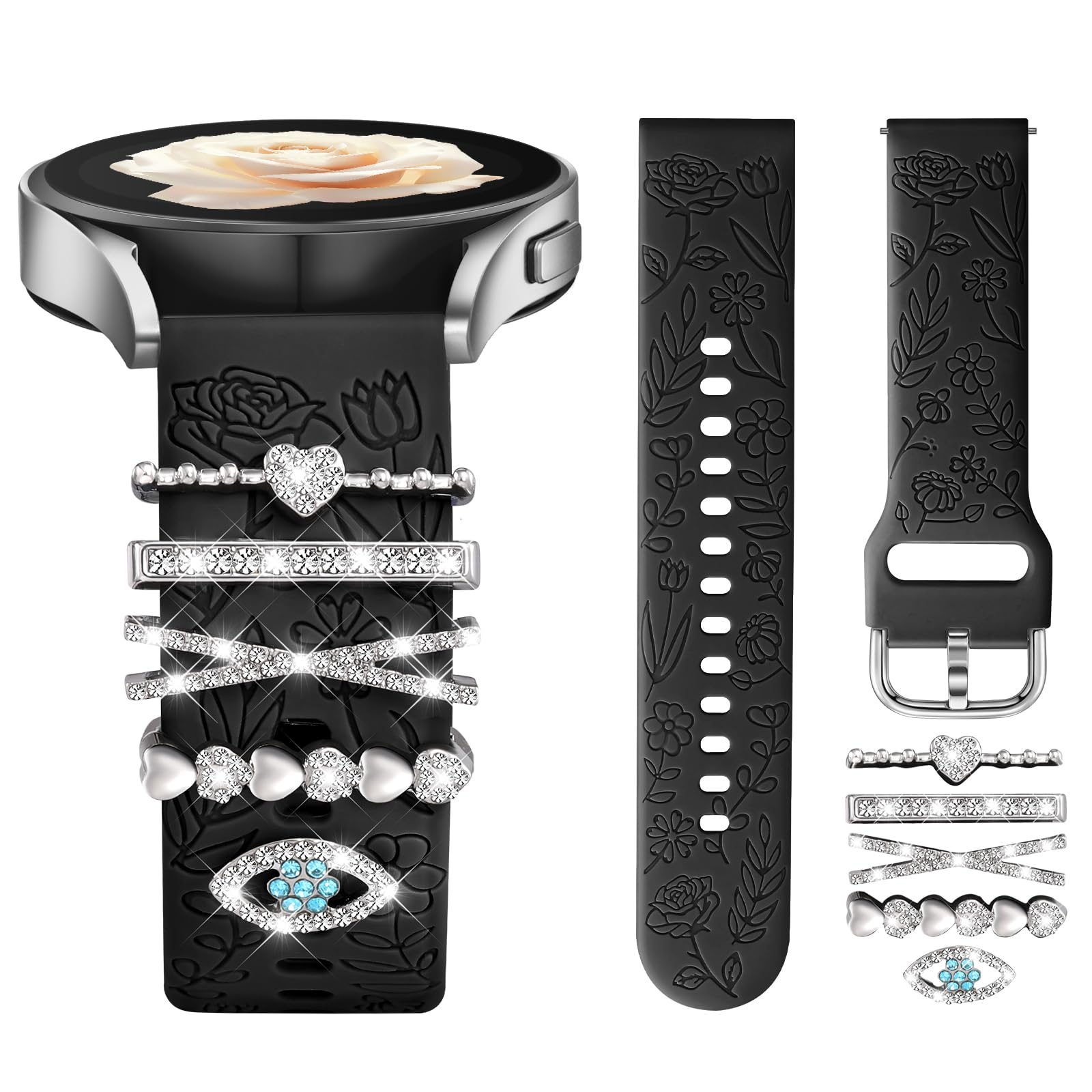 Pulseira De Relógio Daqin Flower Gravada Compatível Com Samsung 40/44 Mm