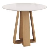 Mesa Redonda Com Tampo De Vidro Moderno Mel/off White