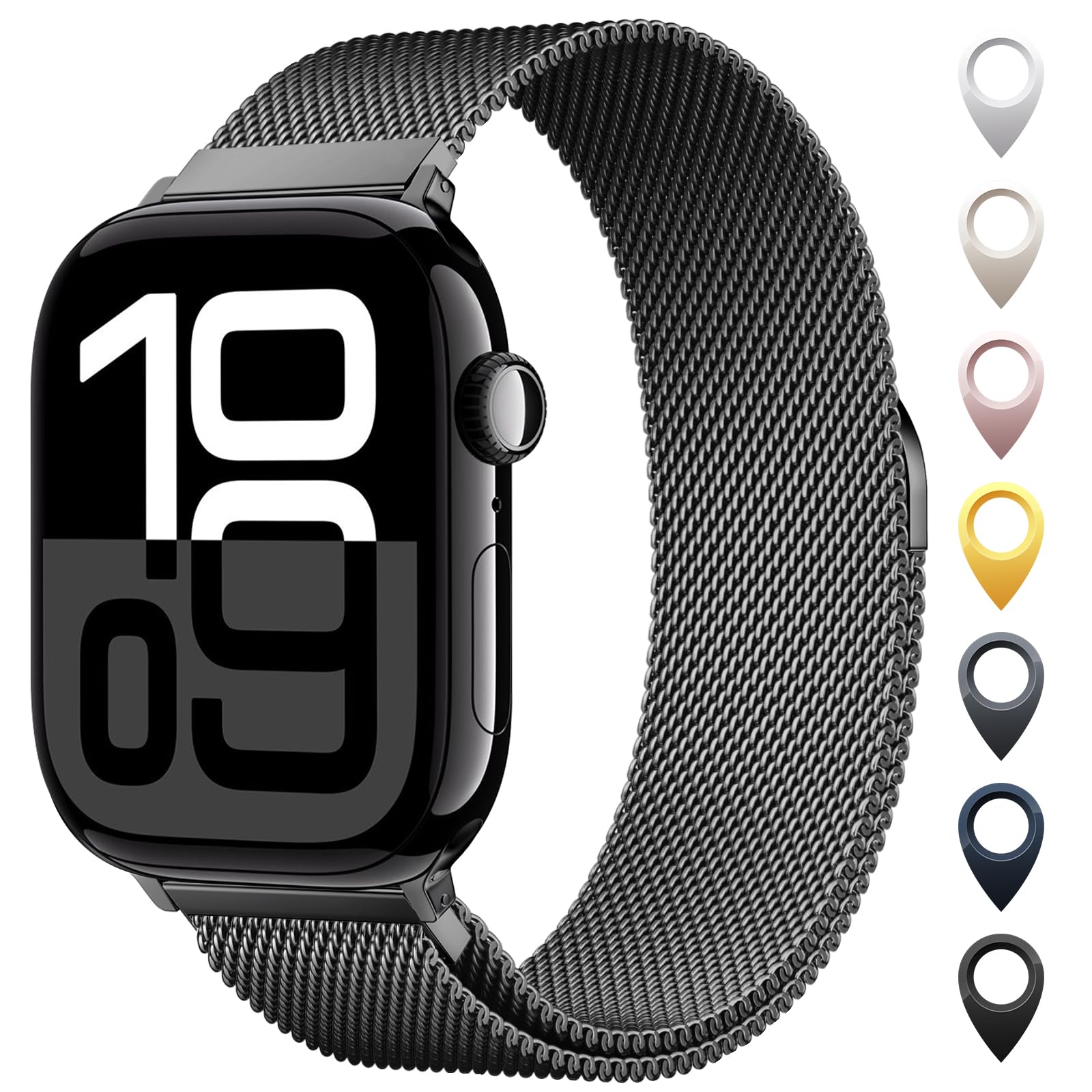 Pulseira De Relógio Ouluoqi Em Malha De Aço Inoxidável Apple 38-49mm