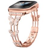 Pulseira Musk-mskr Rose Gold Metal Strass Para Apple Watch 38 Mm A 42 Mm