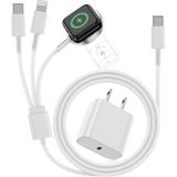 Carregador Magnético Kitminun 3 Em 1 Usb C Para Apple Watch E Iphone