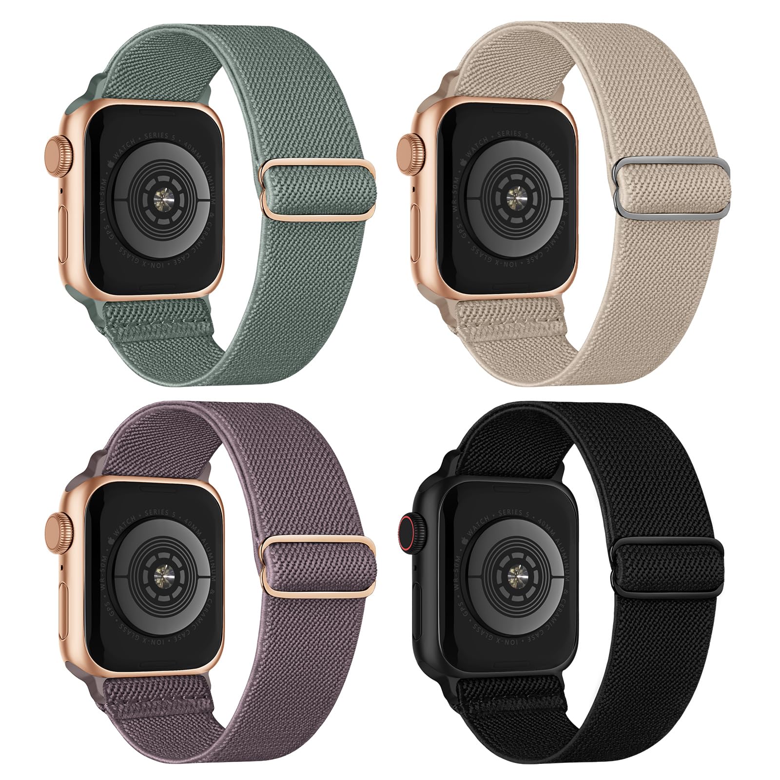 Pulseiras De Relógio Ccnutri Stretchy Nylon Solo Loop 38-49 Mm Apple