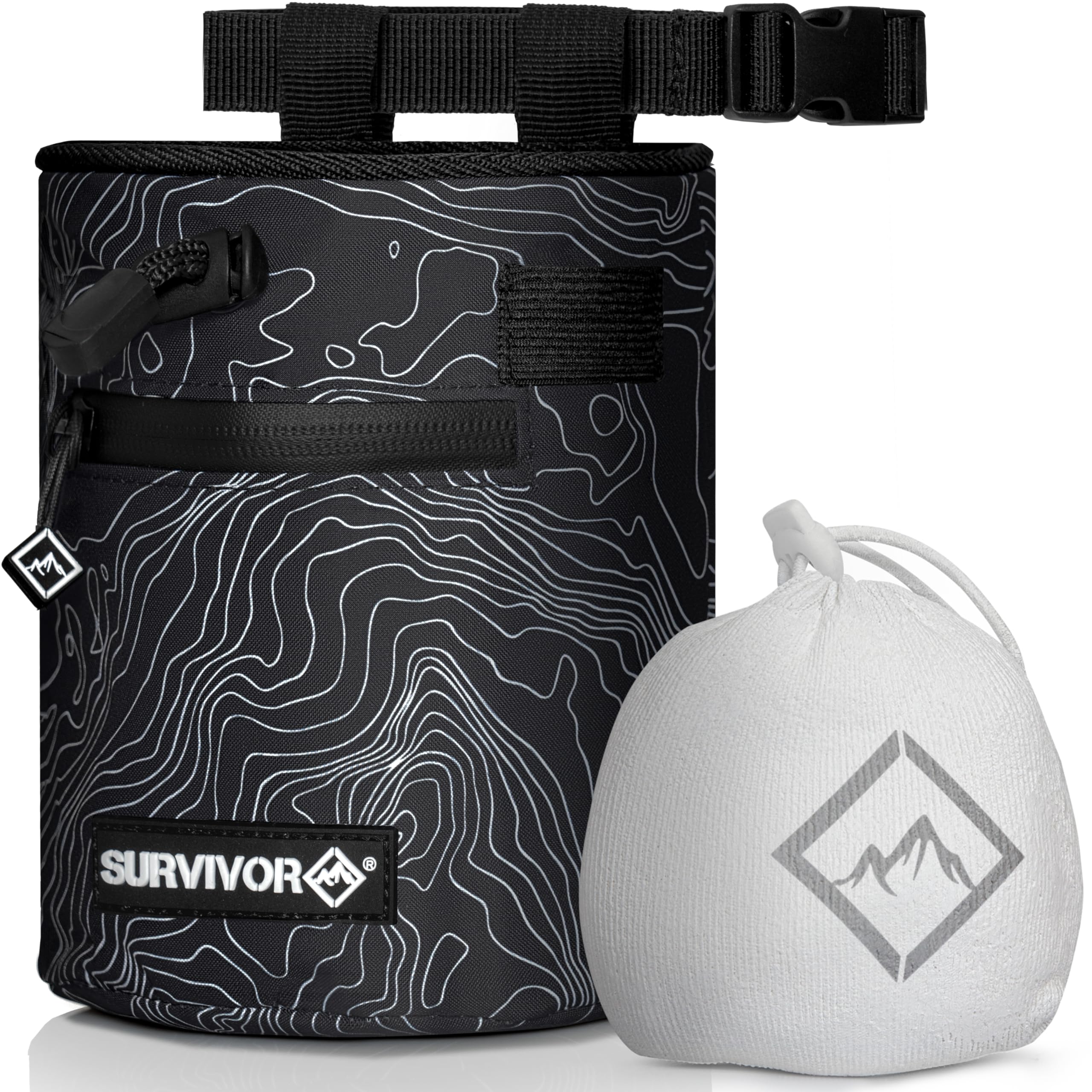 Chalk Bag Survivor Mapa Topográfico Icônico Com Bola De Giz