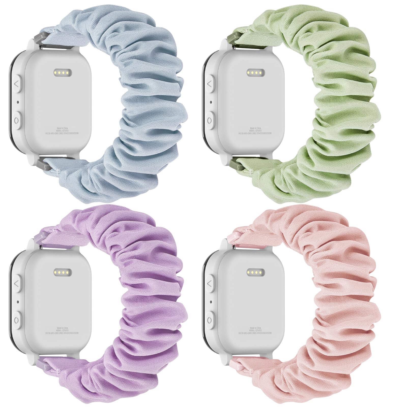 Scrunchie Bands, Pacote Com 4 Relógios Gizmo Compatíveis Com Crianças, 3, 2, 1