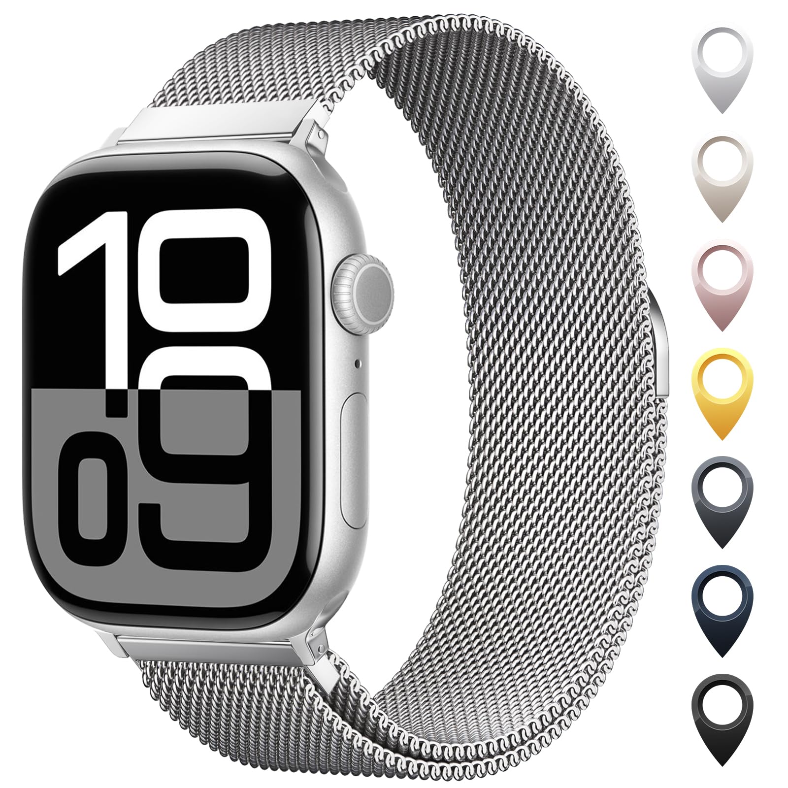 Pulseira De Relógio Ouluoqi Em Malha De Aço Inoxidável Apple 38-49mm