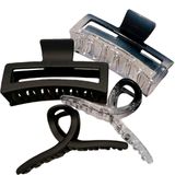 Nobrand - Kit Presilhas Piranhas De Cabelo Laço Geométrica Preta Degradê (4 Peças)