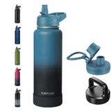 Garrafa De Água Rubyflask Isolada De 1,2 L Com Canudo De 3 Tampas Indigo