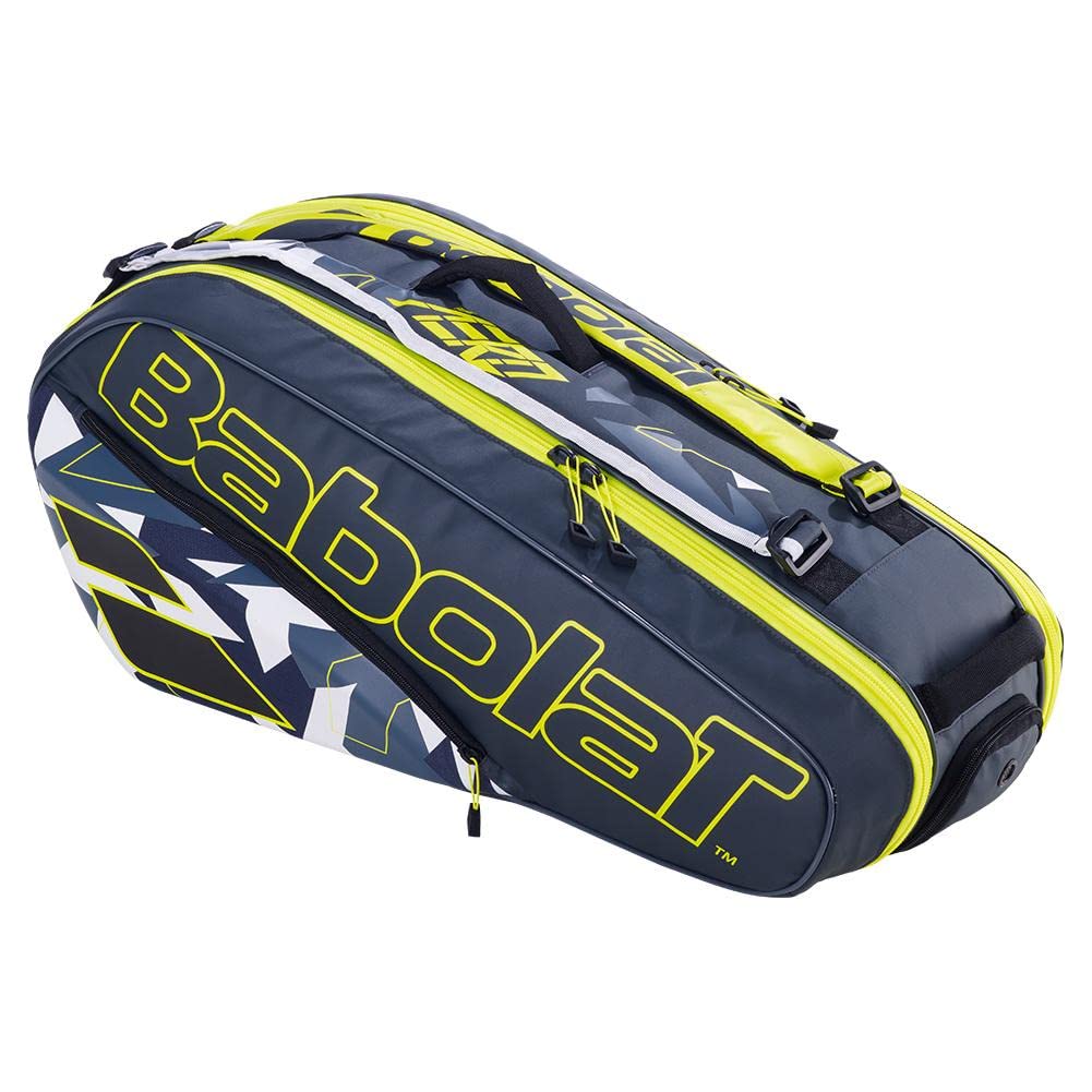 Bolsa De Raquete De Tênis Babolat Pure Aero Rhx6 Cinza/amarela, Pacote Com 6