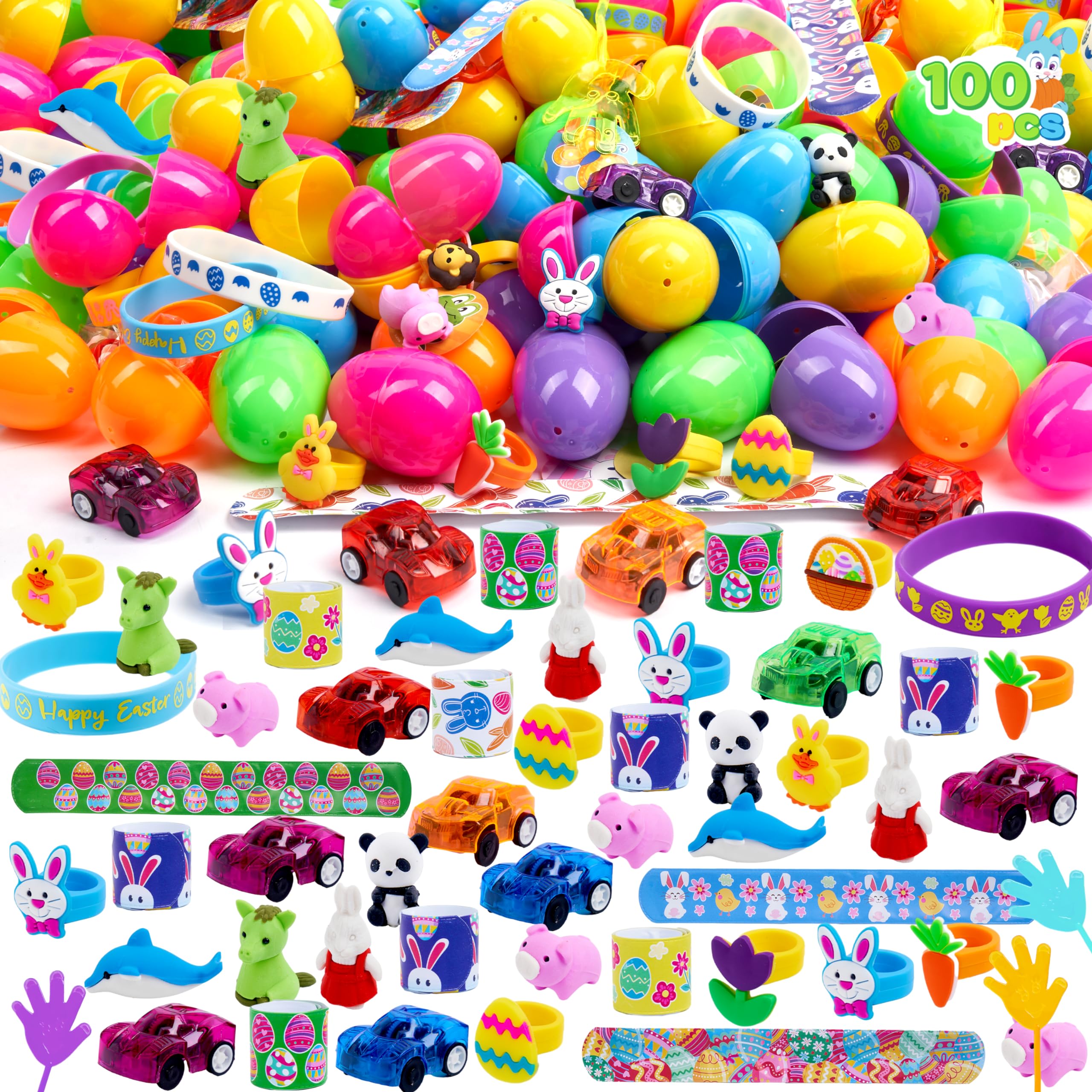 Ovos De Páscoa Pré-cheios Joyin 100 Unidades Com Brinquedos Variados E Adesivos